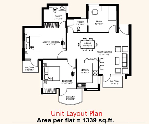 rps savana 2 bhk study floor