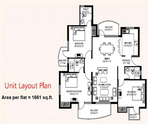 rps savana 3 bhk study floor